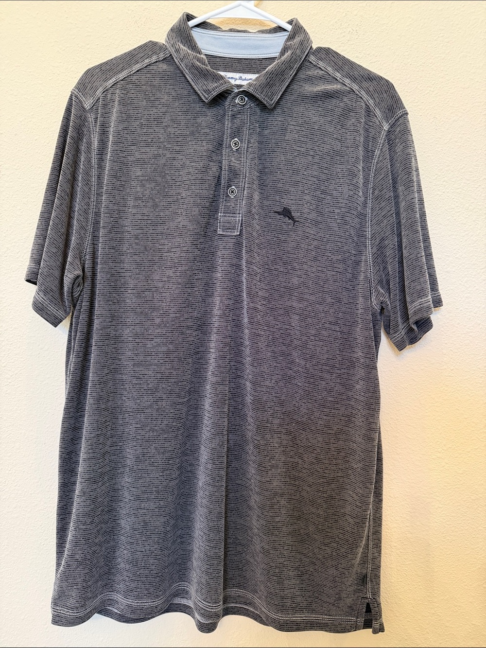 Tommy Bahama Men's Grey Short-Sleeve Polo Shirt - Size Large